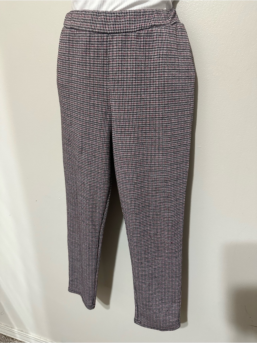 Wonder Nation Girls Checkered Stretch Pants Size L (10‑12) Plus Comfort Fit